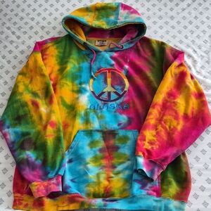 Colorful Tie-Dye Hoodie with Peace Sign